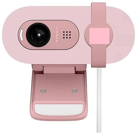 YVAAASIYC 90 HD 1080p webcam with automatic light balancing, integrated privacy shutter, and built-in microphone(Pink)