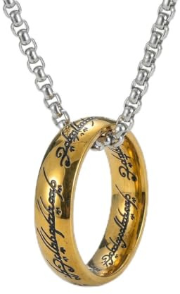 YAPKOLV Keltischer Elfenring Anhänger Halskette, Goldfarben, Keltischer Knoten, Länge 60 cm
