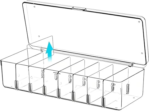 Binmiza Premium Clear Trading Card Storage Box with 7 Card Dividers, High Capacity Playing Case for 700 Cards, Waterproof TCG Storage Organizer for Board Game Storages and Business Cards Box