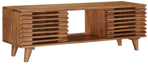 vidaXL TV-Schränk mit Speicher mit Tür Natur 105 x 30 x 35 cm, Wohnzimmer, moderner rechteckiger, handgemachter Medienstauraum, TV-Schrank, Zuhause, zeitgenössische Deko
