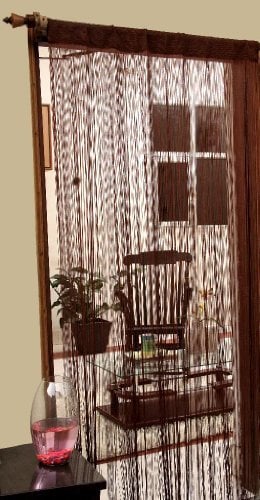 HOMESCAPES - Spaghetti String Curtain - Chocolate Brown - 100% Polyester - Hand Woven High Density Superior Door Curtain Panels - 200cm or 79 Inch drop - Can Be Cut To Size