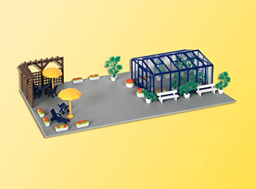 Viessmann 38634 - H0 Gewächshaus mit LED Beleuchtung, Deko-Set