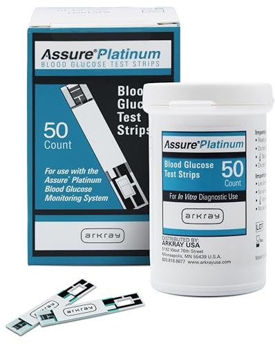 Assure Platinum Blood Glucose Test Strips – No Coding Required, 0.5 Microliter Sample, Accurate & Fast 7-Second Results, Compatible with Assure Platinum Blood Glucose Meter, 50 Count
