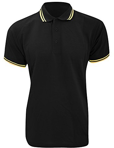 Kustom Kit Mens Tipped Piqué Short Sleeve Polo Shirt (XL) (Black/Sun Yellow)
