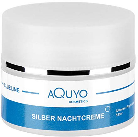 Blueline Microsilver Nachtcreme, Anti Aging Creme für Frauen und Männer, Gesichtscreme gegen unreine und trockene Haut, Gesichtspflege für Neurodermitis und empfindliche Haut (50ml)