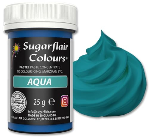Sugarflair Aqua Food Colouring Paste 25g | Concentrated Aqua Food Dye for Fondant, Buttercream, Cake Decorating and More - Vegan, Kosher, Bake-Stable