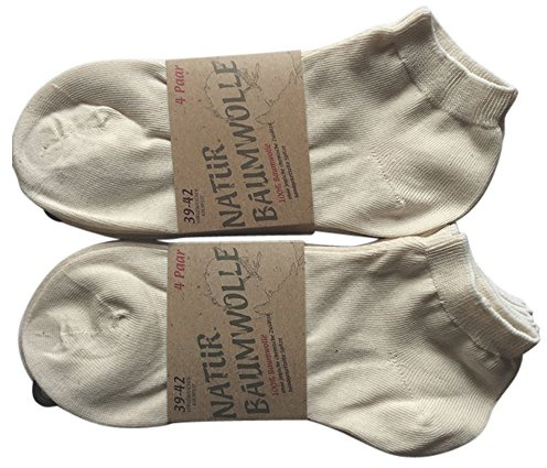 8 paires de chaussettes - 100 % coton naturel - Pour les chaussures de sport et les chaussons - Sans couture et résistantes - Beige - 47-50