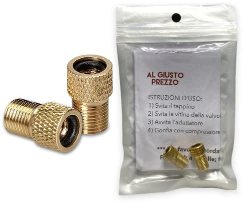 2 Adattatori Universali per Valvole - Da PRESTA a SCHRADER specifico per Bici da Corsa e Mountain Bike - Gonfia con il compressore o la Pompa a pedale - Made in Italy - AlGiustoPrezzo ® ™