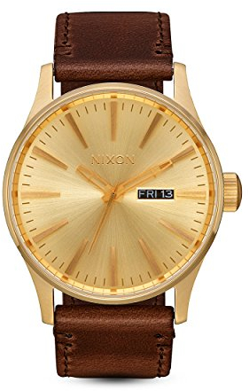 Nixon Herren Analog Quarz Uhr mit Leder Armband A1138-2591-00