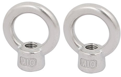 sourcingmap Lifting Eye Nut M10 Female Thread 47.6mm Height 304 Stainless Steel Round Shape for Rope Fitting Pack of 2
