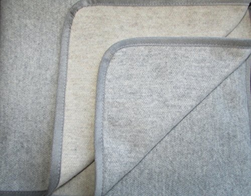 Alpenwolle Kaschmir Plaid doppelseitig Silber/Caramel, Wolldecke, Tagesdecke, Überwurf (140x220)