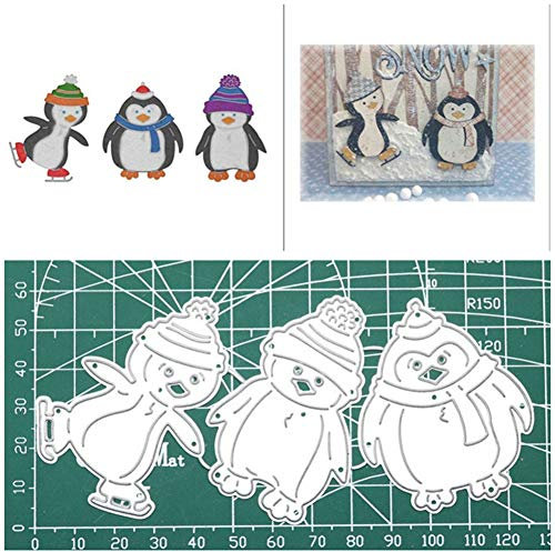 SpirWoRchlan 3 Stück/Set niedliche Cartoon-Pinguin-Stanzschablone DIY Scrapbooking Album Dekoration – Silber