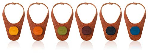 Vacu Vin 18880606 Bottle Marker & Stopper Leather Set of 6, Multicolor