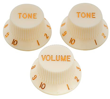 Musiclily Pro Imperial Zoll Strat Knobs Gitarre Knöpfe Potiknöpfe 1 Volume 2 Tone Control Knobs Set für USA Fender Stratocaster E-Gitarre, Pergament
