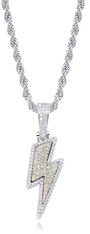 KMASAL Schmuck Iced Out Blitz Anhänger Halskette 18 Karat Vergoldet Bling CZ Simulierte Diamant Hip Hop Rapper Kette Halskette Für Männer Frauen
