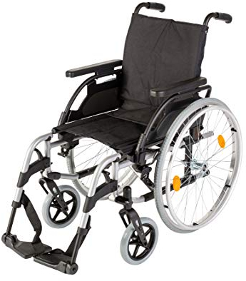 Sunrise Medical Aluminium-Rollstuhl Breezy BasiX², leicht & faltbar, verstellbare Rückenhöhe & Sitztiefe I Faltrollstuhl bis 125 kg belastbar, Klapprollstuhl in 6 Sitzbreiten, Sitzbreite: 45,5 cm