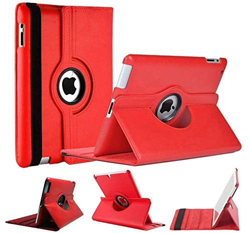 WorldBiz Housse pour iPad Pro 12,9 (1ère et 2ème génération 2015 et 2017) avec rotation à 360° et fonction support pliable Rouge