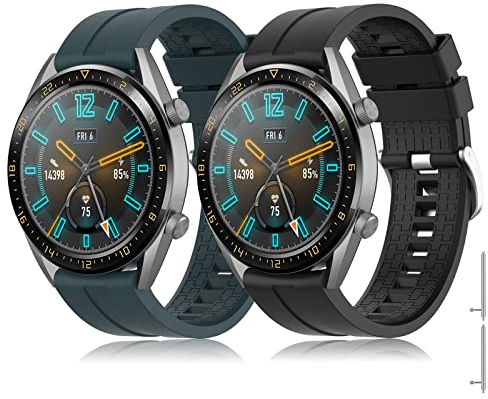TOPsic Bracelet pour Huawei GT 2 et Galaxy Watch 46mm - Bande de Montre en Silicone Sport 22mm Compatible avec Huawei Watch GT Active et Gear S3
