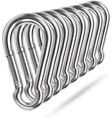 Spring Snap Hooks, 304 Stainless Steel Metal Clip Heavy Duty Rope Connector Small Snap Clamp Key Chain Link Buckle for Hammock Swing Set Outdoor Travel Camping Fishing Hiking