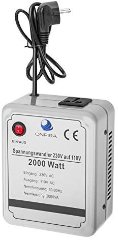 220V auf 110V Spannungswandler Transformator Wandler Umwandler Converter 230V AC (2000W)