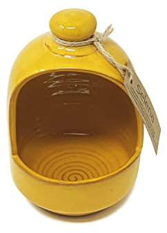 Verano Spanish Ceramics Selena Glaze Hand Dipped Salt Pig - Home Kitchen Restaurant Café Decorative Décor - Salt Cellar Pepper Seasoning Holder Caddy Spices Condiments Storage Pot - Yellow