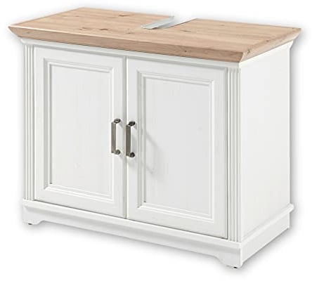 JASMIN Badezimmer Waschbeckenunterschrank in Pinie hell, Artisan Eiche Optik - Landhausstil Bad Unterschrank mit viel Stauraum - 83 x 66 x 43 cm (B/H/T)