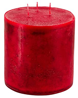 Hochwertige Mehrdochtkerze/Dreidochtkerze – Gefahrloses & Gleichmäßiges Abbrennen - Stumpenkerze (Karminrot, Ø 15 cm/Höhe 15 cm)