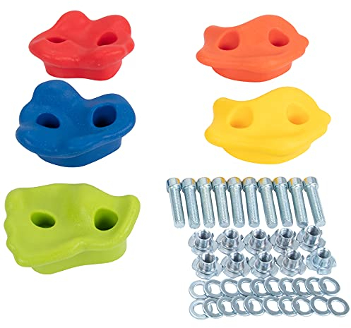 Spielturmking® Klettersteine Klettergriffe inkl. Befestigungsmaterial Outdoor & Indoor Bouldersteine bunt für Spielturm und Kletterwand (20 Stück)