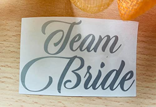 Team Bride/Bride, Bride Squad Decal Label for Wedding Party Champagne Flutes Glasses/Wine Glasses MATT Finished Silver (10 Team Bride+Bride)