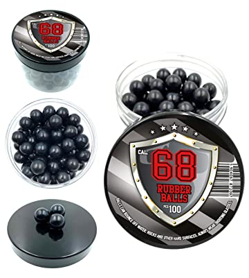 100 x Rubber Balls Projectiles Hard Paintballs for Home and Self Defense Pistols in 68 Cal. - Harte Gummibälle Geschosse für Heim Verteidigung 68 Kaliber