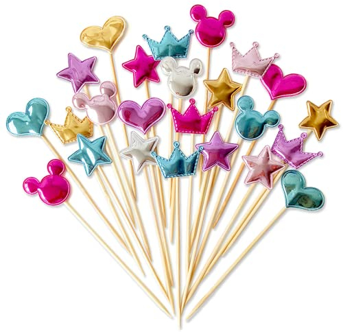Cake Toppers,Tasse Kuchen Toppers Zahnstocher Flaggen 40 Stück Kuchen Cupcake Topper für Kinder Baby Party Geburtstag Party Kuchen Dekoration