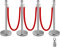 VEVOR Edelstahl Absperrpfosten Seil Abgrenzungsständer Kugelkopf 3 Rote Samtseile Silberne Säule 4 Packung Crowd Control Barriers