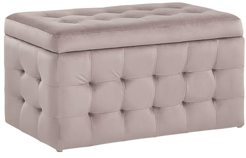 Hocker mit Stauraum Deckel Samt rosa Bettbank Truhe Fußhocker Modern Michigan