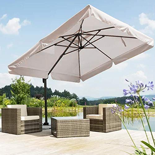 BAKAJI Ombrellone da Giardino Decentrato con parasole Inclinabile Palo in Alluminio Rotazione 360° Base a Croce Arredamento Esterno Gazebo Piscina Giardino Terrazzo Colore Ecru (3x4 Mt Flap)