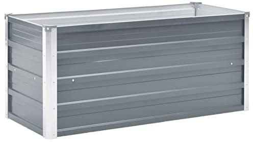 Festnight Jardinera Elevada 100 x 40 x 45 cm Maceta Metal Macetas de Acero Galvanizado Macetas Exterior Macetas Rectangular Arriate de Altura de Exterior Balcón Terraza Gris