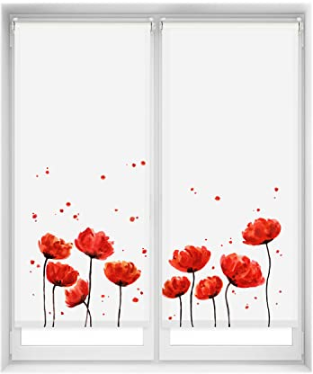 Blindecor Duo Relax | Pack 2 Estores Enrollables Translúcidos Sin Taladrar Easy Fix Impresión Digital | Modelo Amapola | 60 x 150 cm (ancho por alto) Tamaño de la Tela 57 x 145 cm