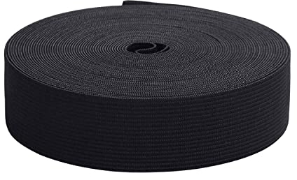 Trimming Shop 32mm (1.25 Inch) Wide Flat Elastic Band, Stretchable Waistband Tape Elastic Cord for Sewing Clothing, Garments, Dressmaking, DIY Craft Projects, Black, 1 Metre