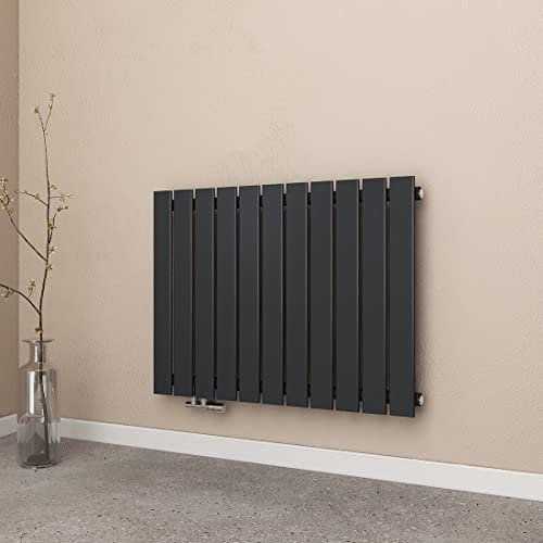EMKE Radiateur à Eau Chaude Mural Chauffage 63 x 85 cm Radiateur Anthracite Horizontal en Acier Simple Couche 618W Radiateur Salle de Bain