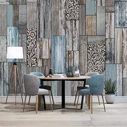 Fotomurales Papel Pintado Grano de madera vintage gris Papel pintado tejido no tejido Decoración de Pared decorativos Murales moderna Diseno Fotográfico 300 x 210 cm