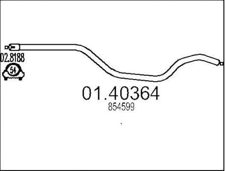 MTS 01.40364 Tuyau d'échappement avant Ligne d'échappement Tube d'échappement