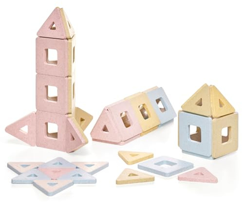 Polydron Kindermag Starter Set - Pastel Coloured Magnetic Learning Tiles - Educational Construction Building Blocks Toy - 48 Pieces - 12 months +