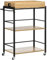 HOMCOM Carrello da Cucina a 3 Ripiani con Vassoio Rimovibile e Ruote Girevoli, Carrellino per Cucina in Stile Industriale 72x40x94cm, Legno e Nero