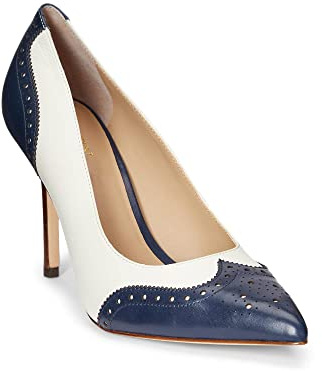 Lauren Ralph Lauren Women's Lynden Nappa & Burnished Leather Pump, French Navy, 5.5 UK