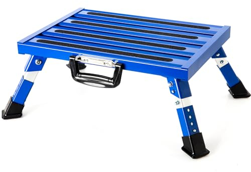 Homeon Wheels Marchepied Pliable en Aluminium avec Pieds en Caoutchouc antidérapants, Plus Stable, supporte jusqu'à 0,7 kg (Bleu Fluorescent)