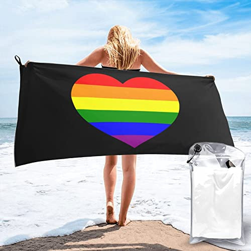 Lsjuee LGBT Gay Pride Flag Mikrofaser-Strandtuch, schnell trocknend, übergroße Handtücher, Decke für Reisen, Pool, Camping