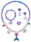 OSDUE Bijoux Enfants Fille, Sirène Ensemble de Bijoux 5 Pièces, Petites Filles Collier Bracelet Bague Boucles d'oreilles, Princesse Bijoux Fantaisie Cadeaux de fête Cadeau pour Fille Jeu D'habillage
