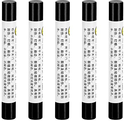 sourcing map 5Stk Möbel Reparatur Buntstifte Wachsfüllstift Ausbessern Stift Marker - für Kratzer Tische Holzböden Abdeckplatten Dull Schwarz