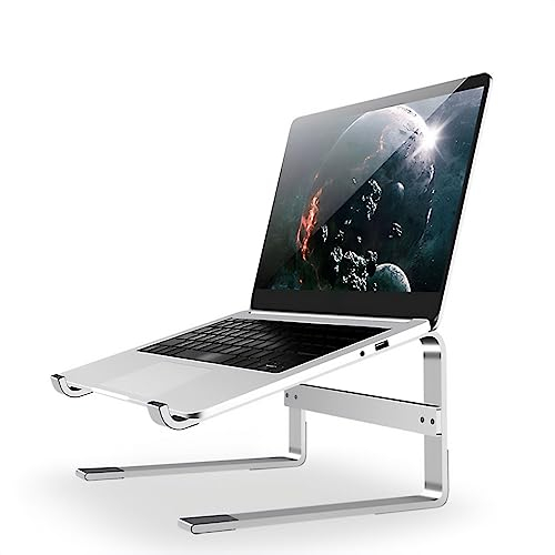 MMOBIEL Laptop Stand Tall - Riser 10 to 18 inches - Ventilated Laptop Holder Universal - Stand for Desk Compatible with MacBook, Notebook, ASUS and more - Incl. Tools - Aluminum
