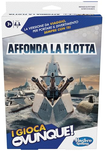 Hasbro Gaming Flotte versenken, überall spielen, tragbares Spiel, für Jungen und Mädchen ab 7 Jahren, Strategiespielzeug für 2 Spieler