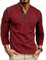 Ophestin Men's Henley Shirts Long Sleeve T Shirt Casual Fashion Shirt Buttons Tee Top Red XL